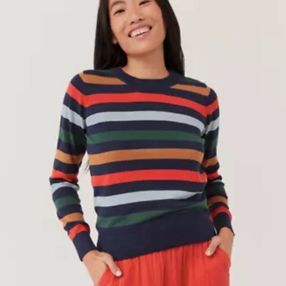 Pact Red and Purple Striped Crew Neck Sweater - Picture 9 of 10